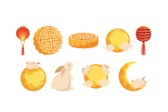 Mid-Autumn Festival Vector Icon Set preview 4