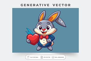 A funny rabbit in a tuxedo joyfully, a Graphic by Iftikhar Alam
