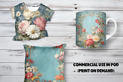 Aqua Blue Shabby Chic Digital Papers, a Pattern Graphic by LA Design (Thumbnail 6 of 10)