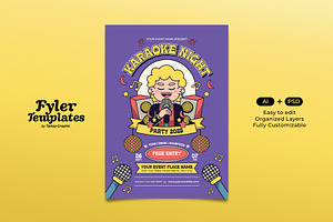 Karaoke Night Party Flyer Template, a Flyer Template by Tiptop Graphic