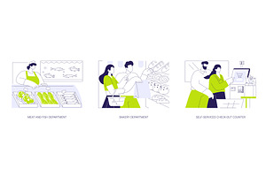 Supermarket departments isolated, a Finance Illustration by Visual Generation