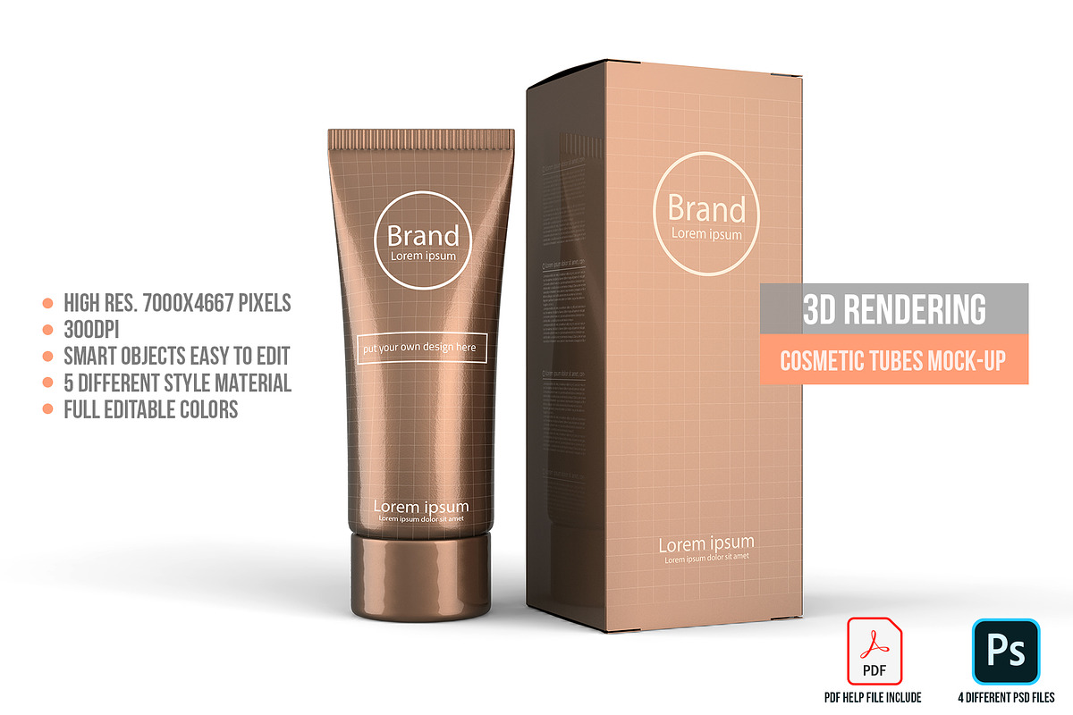 3D Rendering Cosmetic Tubes Mock-up, a Packaging Mockup by graystudio (Photo 13 of 50)