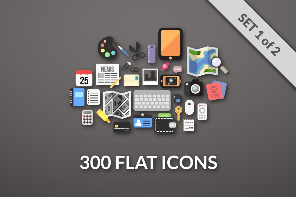300 FLAT ICONS, an Icon by sidmaydesign (Photo 1 of 5)