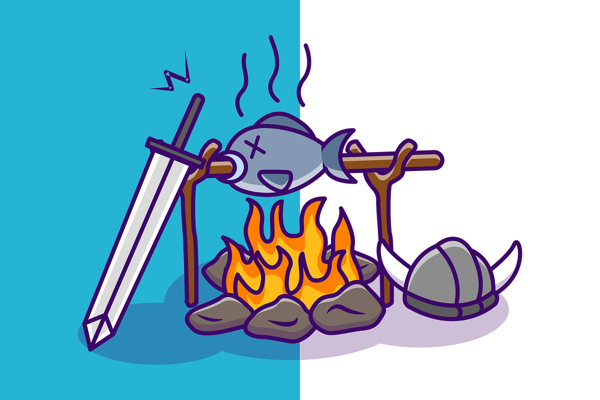 Grilled Fish With Sword And Helmet, a Food Illustration by Artstorystudio (Photo 2 of 3)
