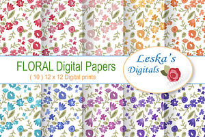 Digital Paper - Flower Patterns