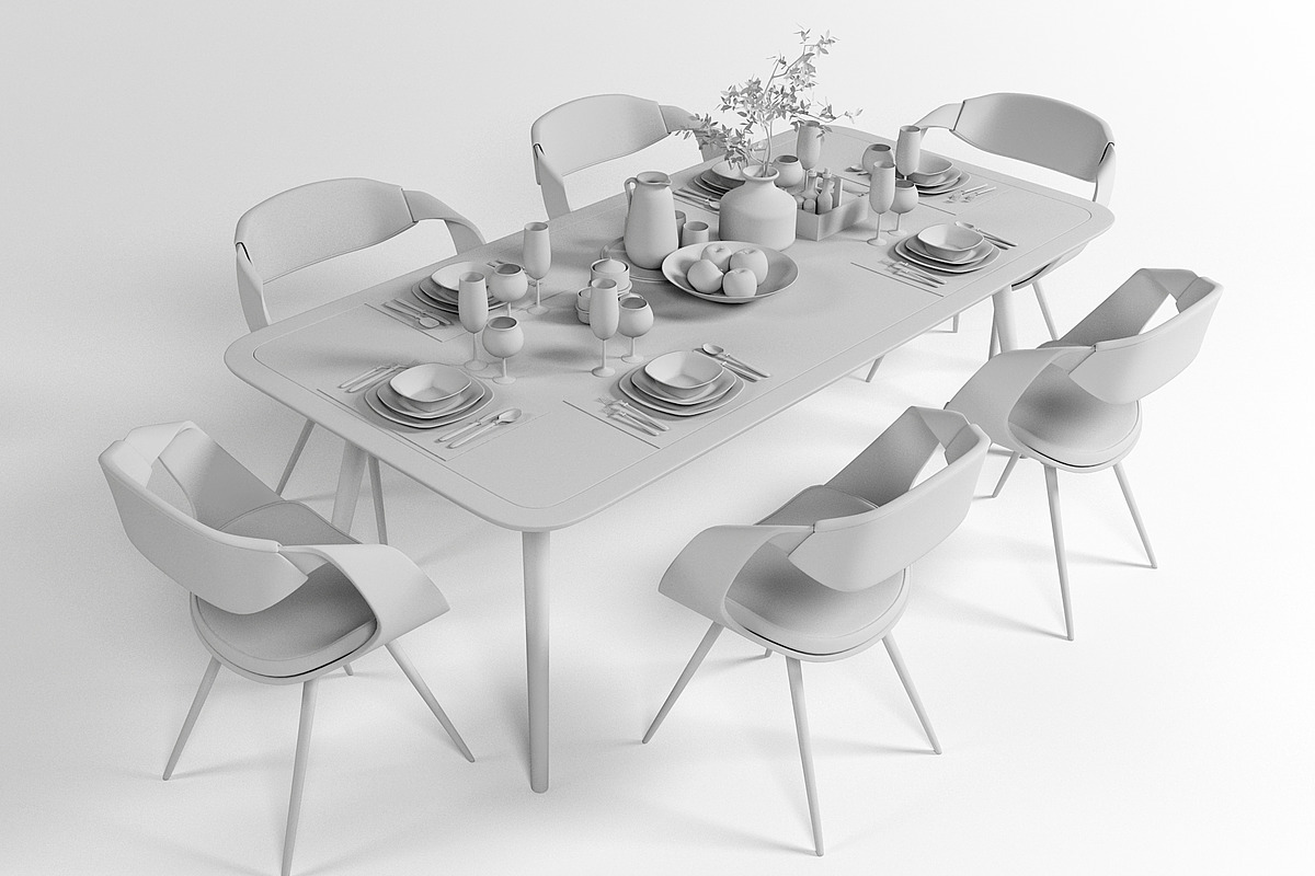Dining furniture set 1504, a Furniture 3D Model by inDahouze (Photo 10 of 10)