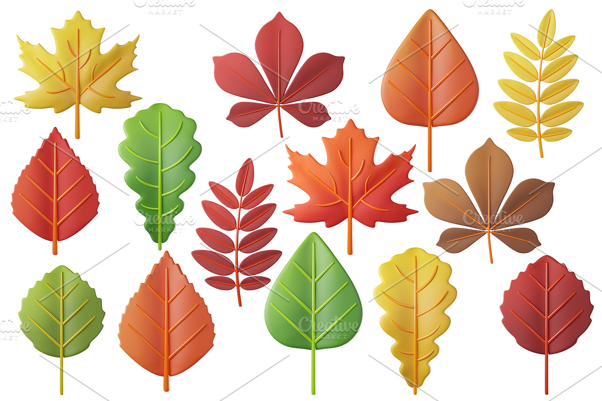 Cute 3D Autumn Leaves, a Plants & Tree 3D Model by Hannet (Photo 1 of 14)