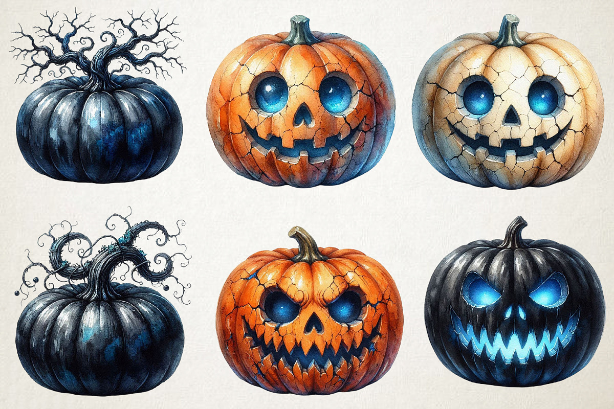 Quirky Pumpkins PNG Clipart, a Seasonal Illustration by RobertsArt (Photo 3 of 7)