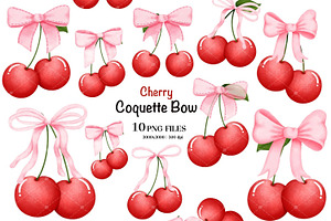 Cherry Coquette Bow PNG Clipart