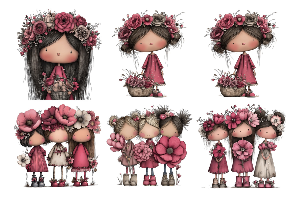 Floral Girl PNG Clipart Watercolor, a Seasonal Illustration by Nicolle's Colorful Art (Photo 5 of 5)