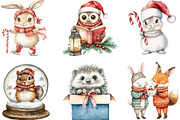 Cute Christmas Critters Clipart, an Illustration by CraftArtStudio (Thumbnail 2 of 6)