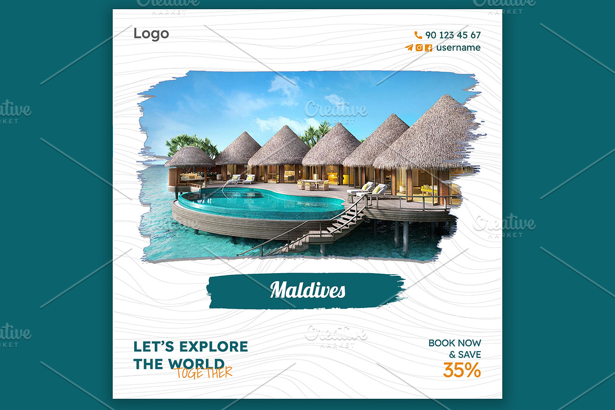 Travel social media template, a Social Media Template by Ravshanov Studio