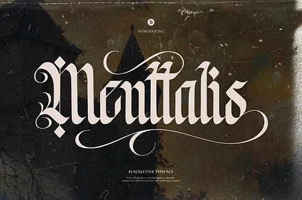 Menttalis | Blackletter Typeface, a Blackletter Font by Denustudios
