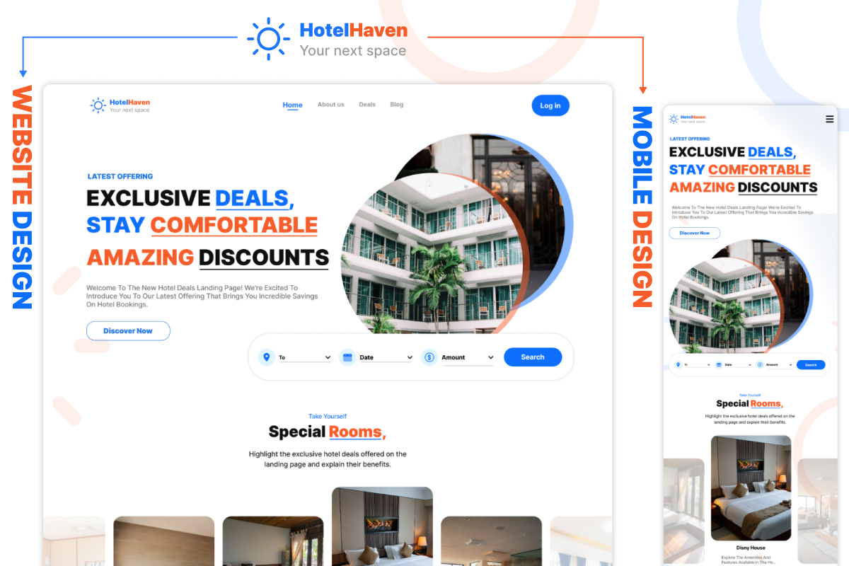 Hotel Haven Deals website UI Design, an UI Kit Template by UI Pixel (Photo 1 of 3)