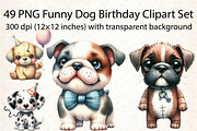 Funny Dog Birthday Clipart Set, an Animal Illustration by DreamCafeArt (Thumbnail 2 of 8)