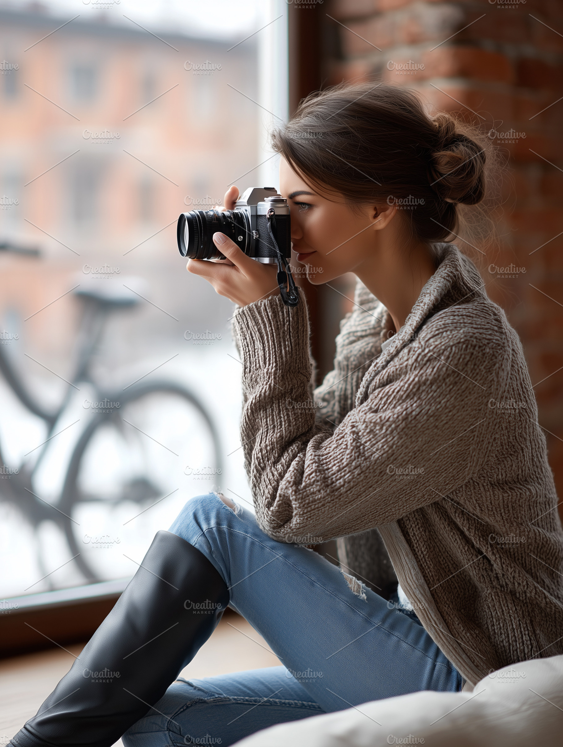 Young woman photographer in a cozy, a Person Photo by MistyDay