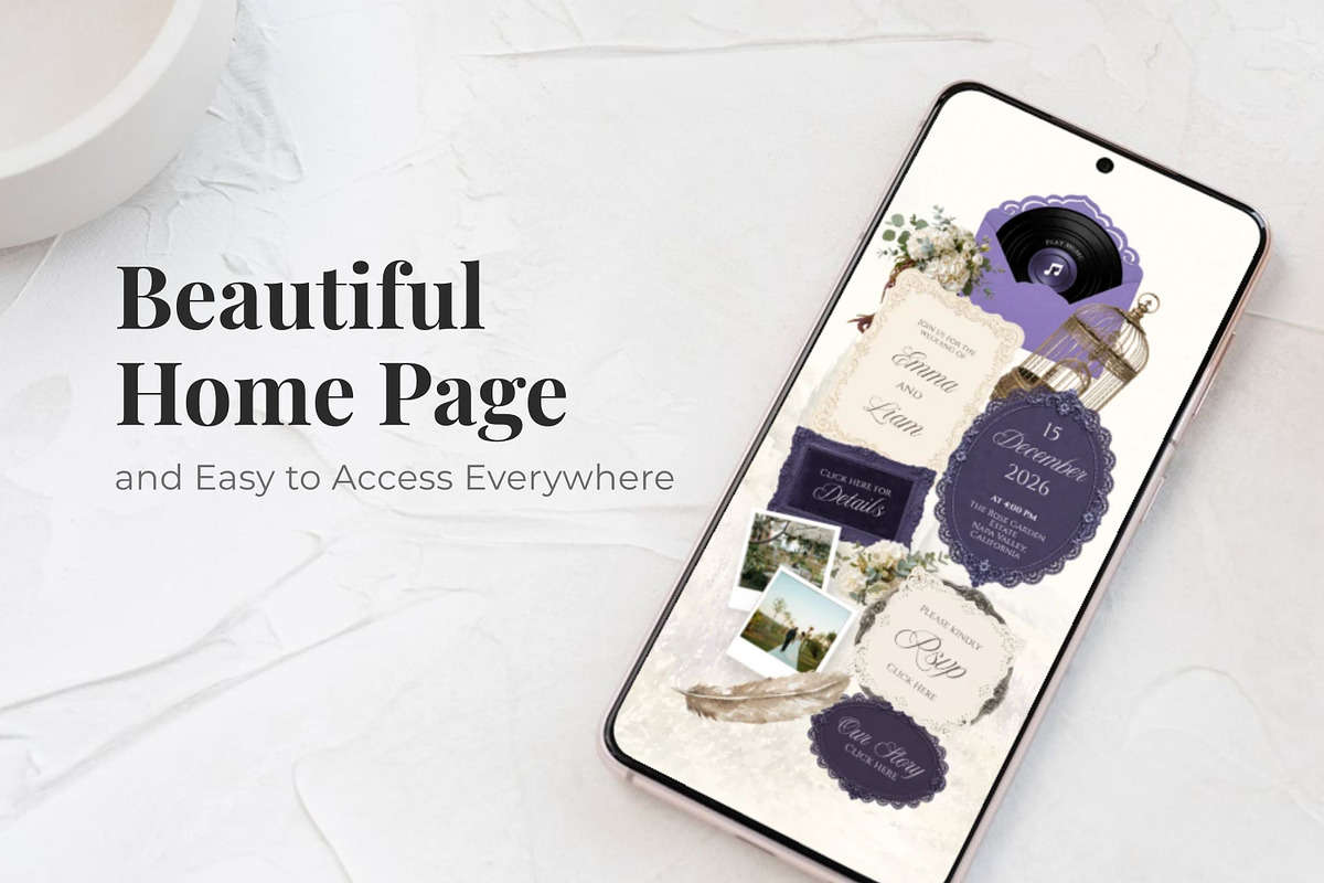 Lavender Wedding Website Invitation, a Landing Page Template by Everyday Perfection (Photo 2 of 12)