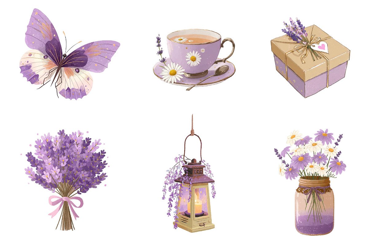 lavender cottagecore clipart set, an Illustration by CreationArt (Photo 4 of 4)