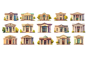 Bank buildings. Cartoon governmental, an Object Illustration by Stock-Smart-Start