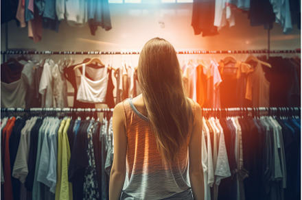Woman looking many clothes at shop, a Beauty & Fashion Photo by Ylivdesign