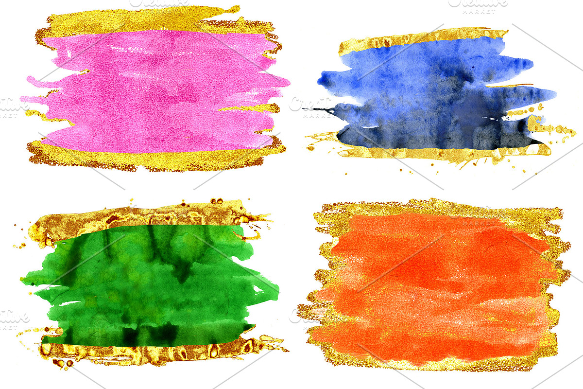 Watercolor Brush Strokes with gold, a Texture Illustration by Watercolor fantasy (Photo 5 of 8)