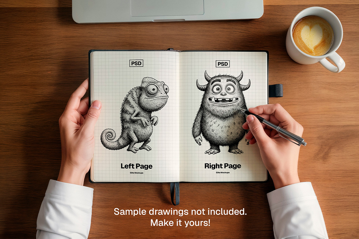 Sketchbook PSD Mockup – Double Page, a Books & Magazine Mockup by Elite Mockups
