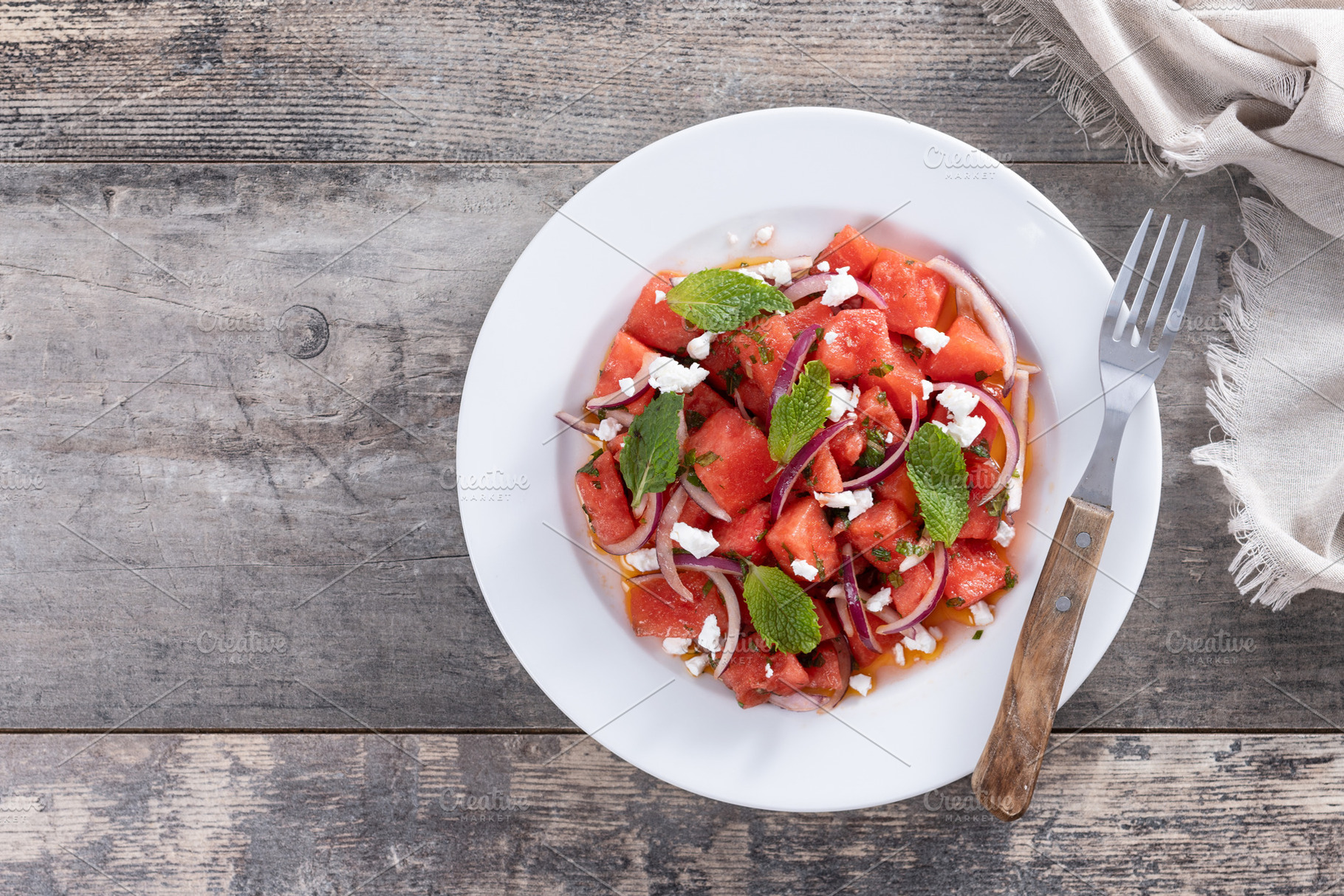 Fresh Watermelon Feta Salad with Mint and Red Onion, a Food & Drink Photo by etorres69