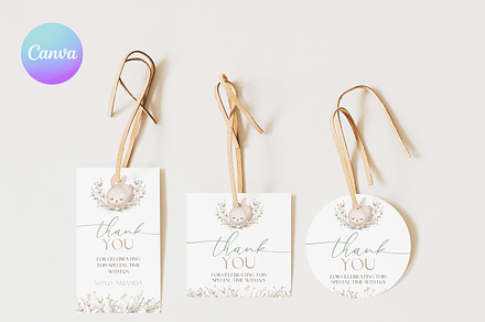 Rabbit 1st Birthday Thank You Tag, an Invitation Template by Digital_Mind
