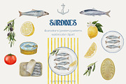 Sardine Watercolor Aesthetic, a Food Illustration by Catch the Dream Art (Thumbnail 1 of 10)