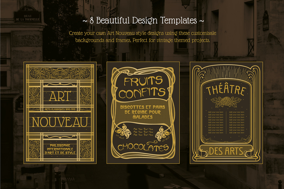 Art Nouveau Backgrounds and Frames, a Decorative Illustration by Wingsart Studio (Photo 3 of 8)