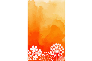 Watercolor orange background with, an Illustration by Nenahliadava Design