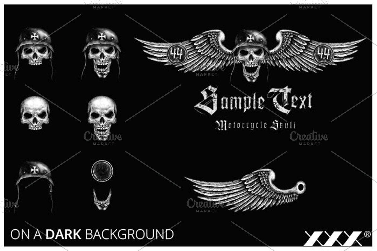 Skull motorcycle pack T-shirt design, an Illustration by XXX (Photo 2 of 2)