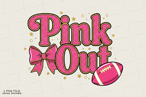 Preppy Pink out Football Bow Png, an Illustration by SinaCreation