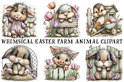 Whimsical Easter Farm Animal Clipart, an Illustration by OK Design (Thumbnail 2 of 6)