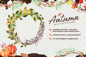 Autumn Watercolour Wreaths & Clipart