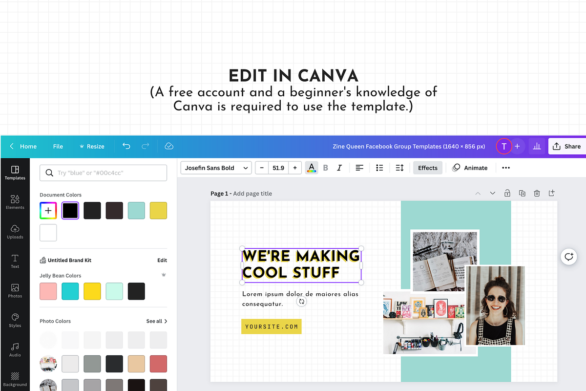 Facebook Template Yellow Canva, a Social Media Template by ltsdesigns (Photo 5 of 5)
