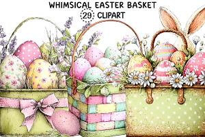 Whimsical Easter Basket Png Clipart, an Illustration by Creative Art