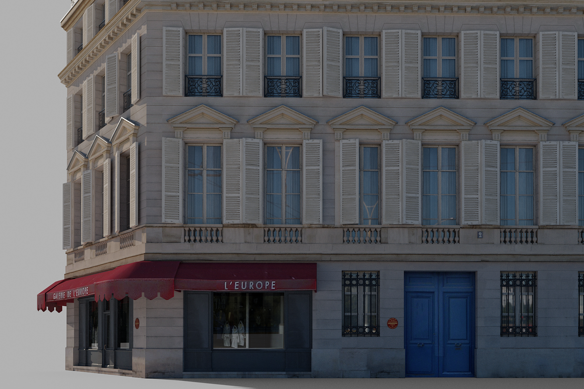 Parisian corner building, an Architecture 3D Model by happy brush (Photo 6 of 11)