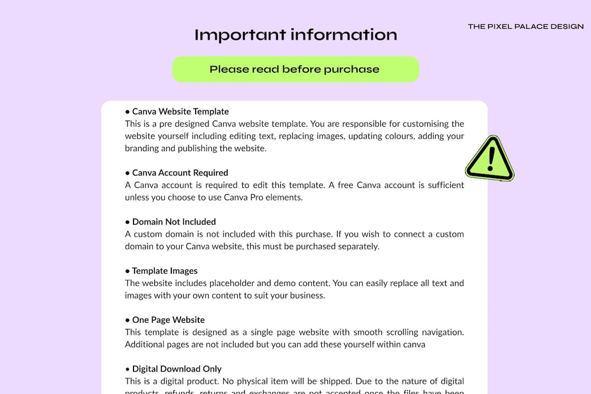 Editable Canva Website Template, a Landing Page Template by The Pixel Palace (Photo 6 of 8)