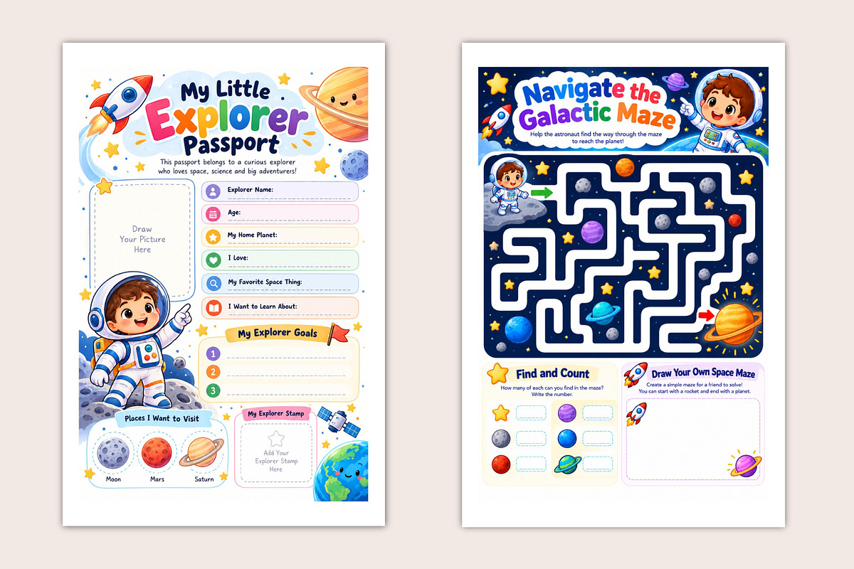Little Explorers Space & Science, a Stationery Template by Designmela01 (Photo 5 of 5)