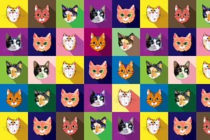 Cat faces in colored squares, an Animal Illustration by ОльгаМороз