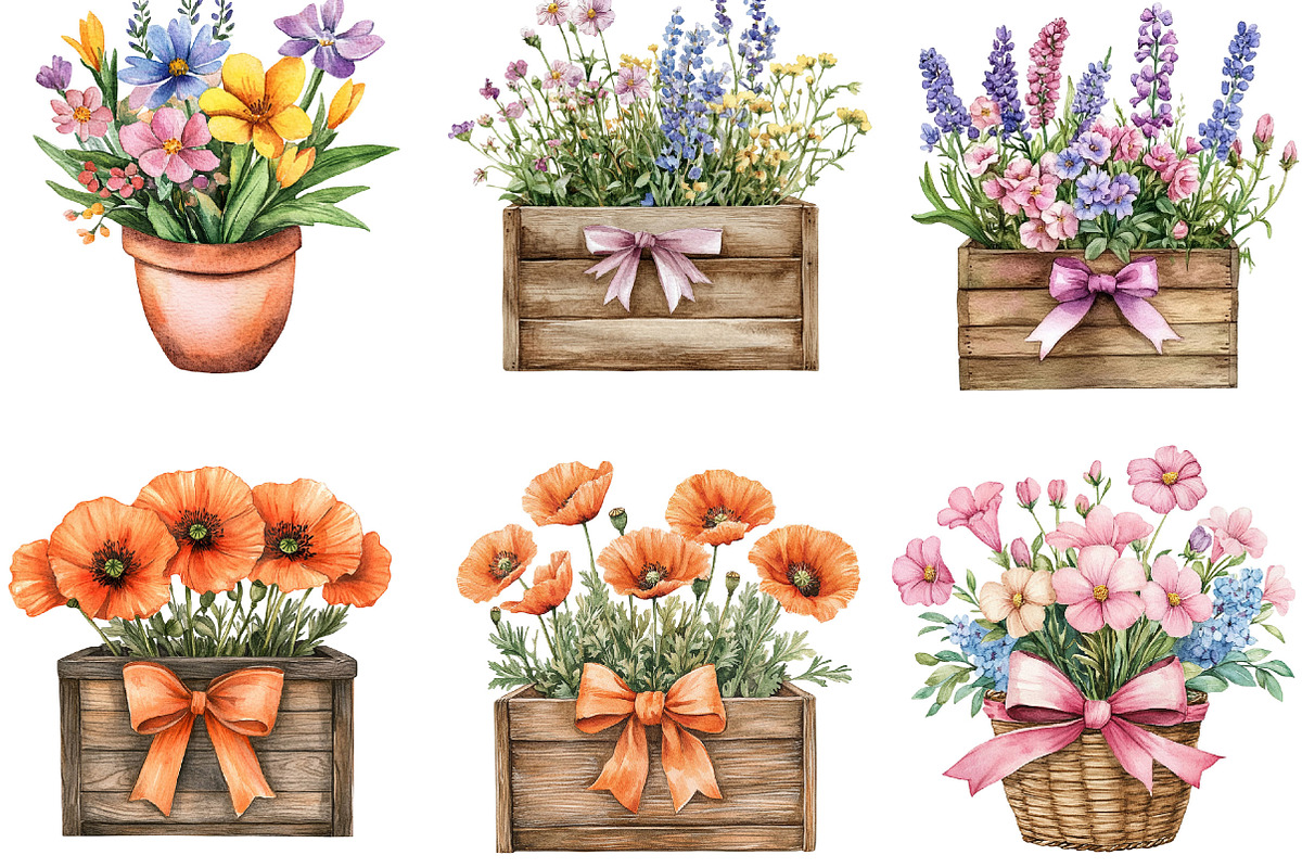 Colorful Flowers Arrangements, an Illustration by Designking (Photo 4 of 5)