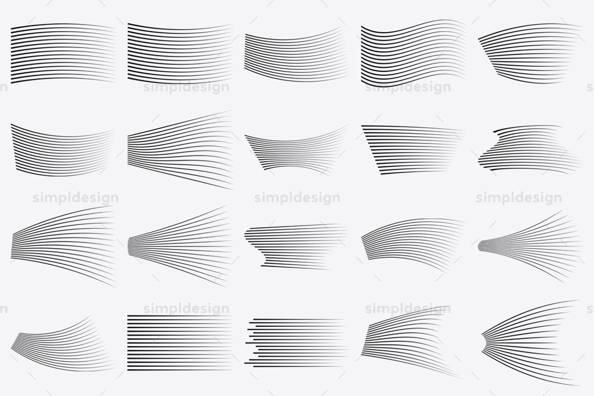 25 Speed Lines Photoshop Brushes, a Brush Add-On by SimplDesign (Photo 2 of 3)