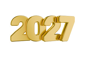 2027 Gold Numbers 3d render PNG