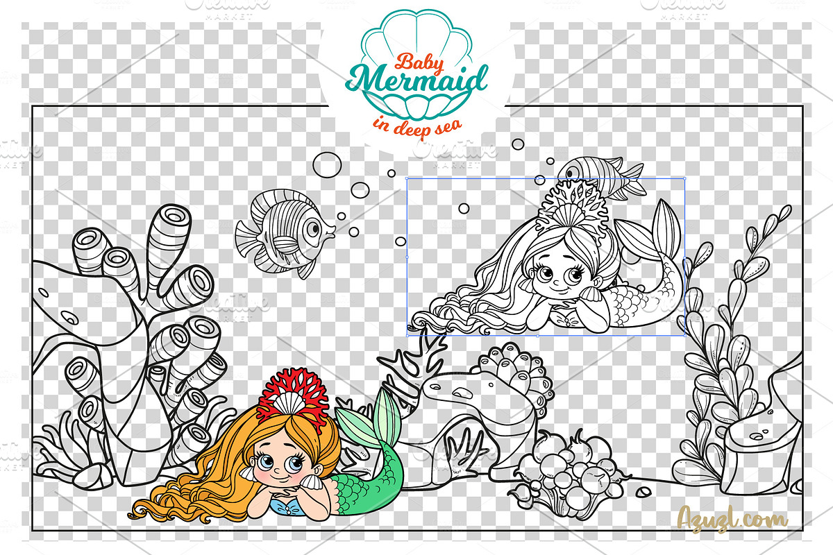 Baby mermaid in deep sea, an Illustration by Azuzlikus (Photo 4 of 11)