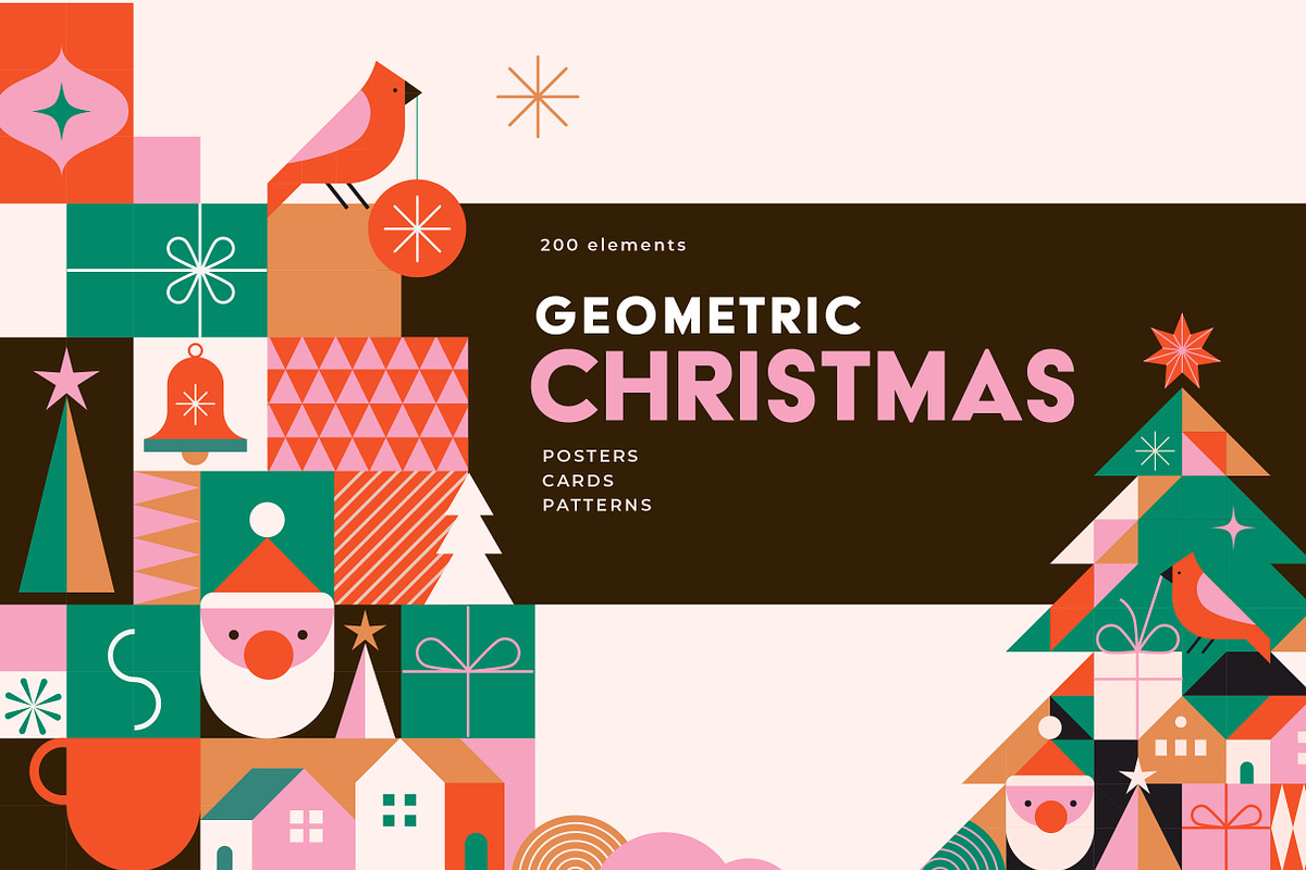 Geometric Modern Christmas, a Seasonal Illustration by Marish (Photo 1 of 9)
