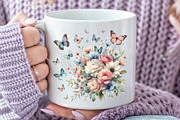 Watercolor Butterflies Flowers, an Illustration by CraftArtStudio (Thumbnail 5 of 6)