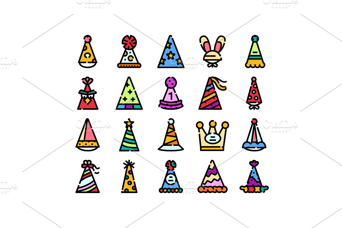 Colorful party hats collection, an Object Illustration by pikepicture