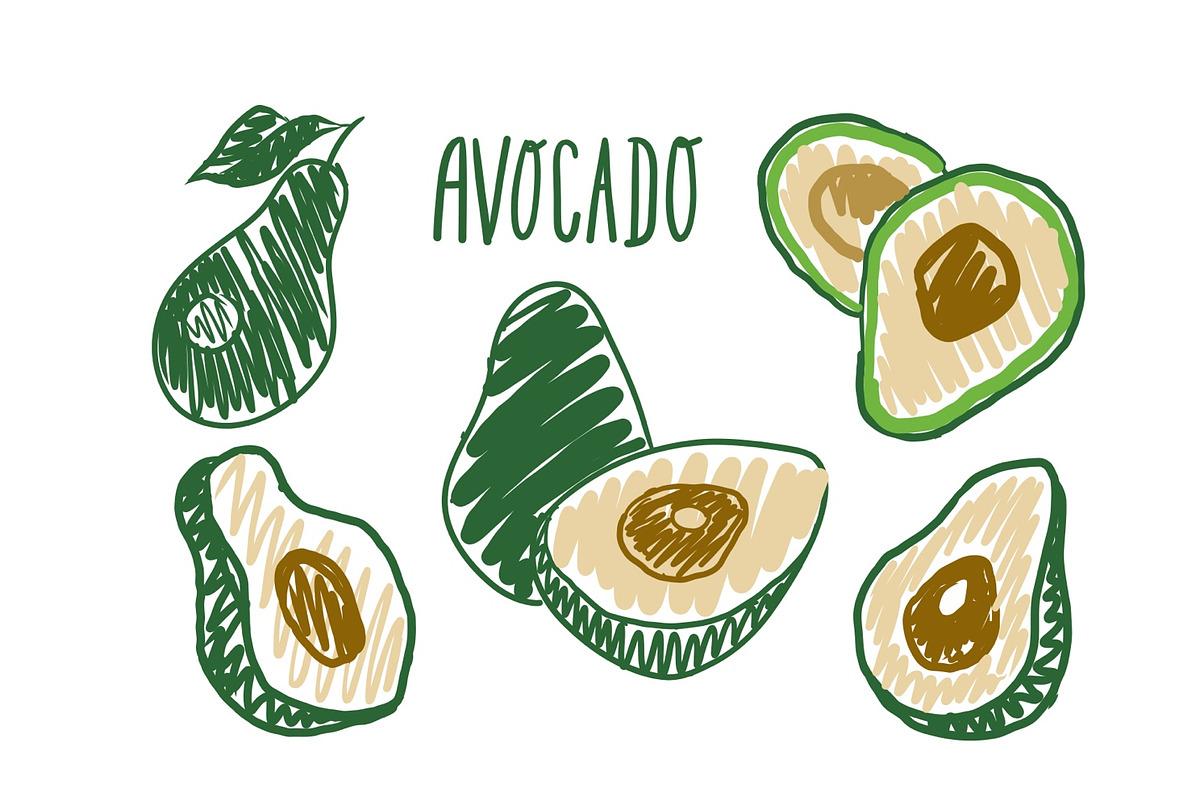 Avocado illustrations, a Food Illustration by Anada Arty