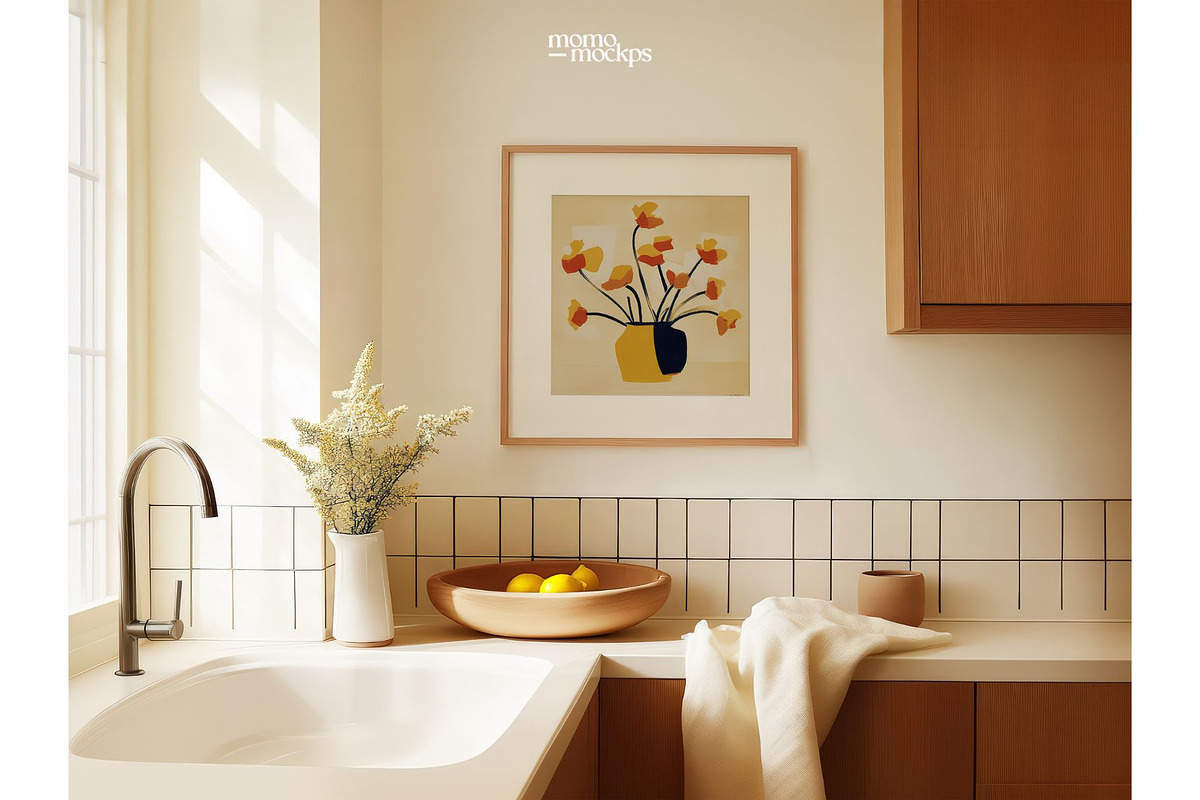 Square 1:1 Frame Mockup Kitchen PSD, a Household Mockup by momomockps (Photo 4 of 11)